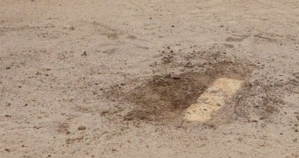Pitching mound.