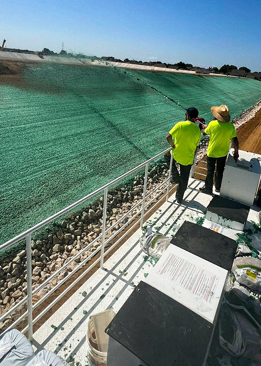 Erosion control on a hillside.