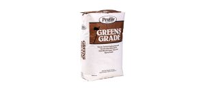 A white and brown bag labeled Profile Greens Grade, used for turf or sports field soil, is standing upright against a white background.