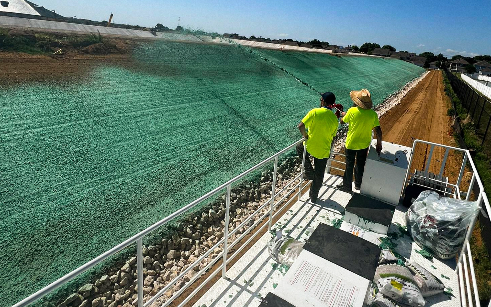 Slope treated for erosion control.