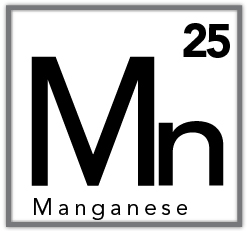 Periodic table tile showing Manganese (Mn), atomic number 25.
