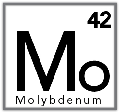 Periodic table tile showing Molybdenum (Mo), atomic number 42.