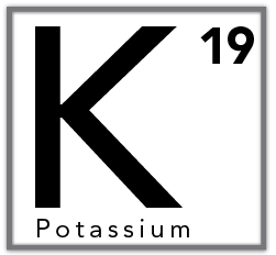 Potassium nutrient symbol (K) with atomic number 19.