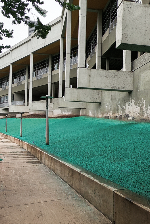 New industrial landscape being prepped for planting.