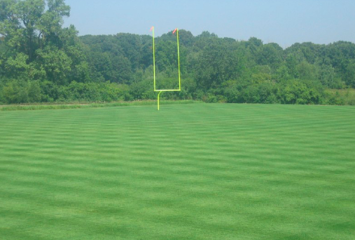 Mowed football field.