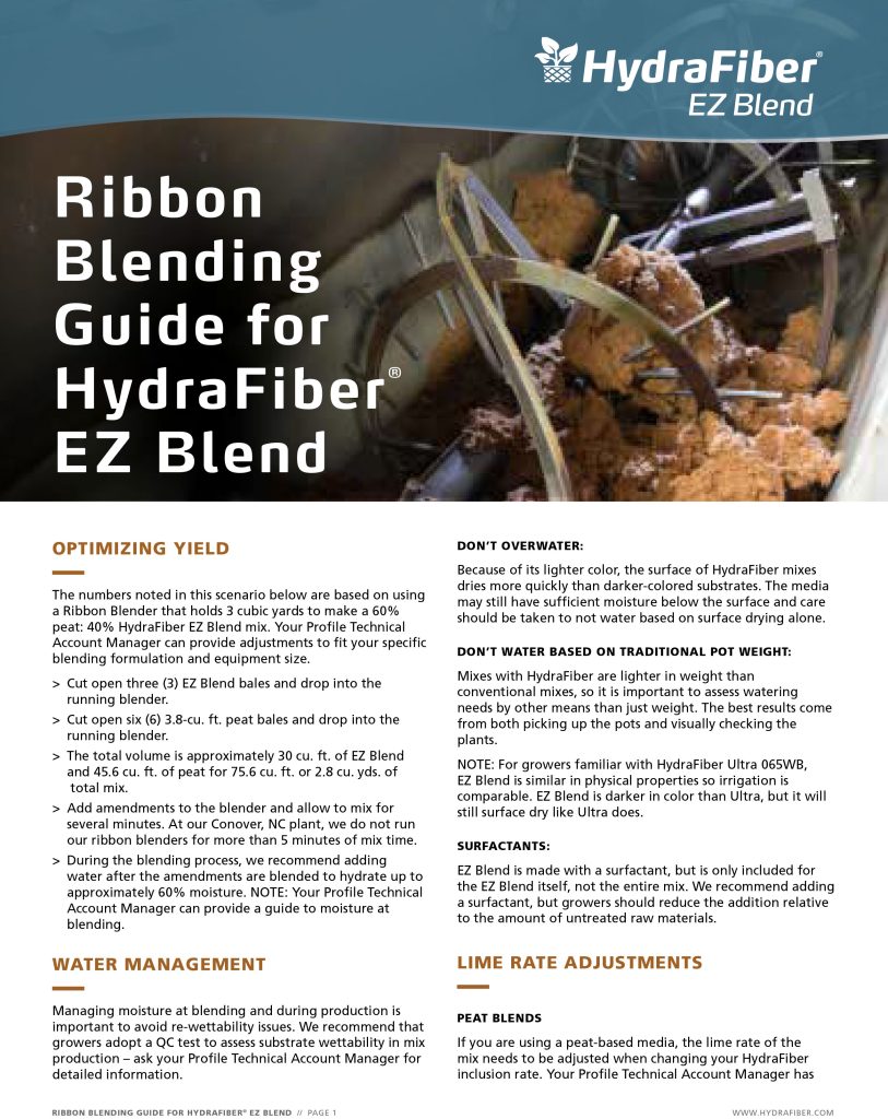 Promotional guide cover for HydraFiber EZ Blend.