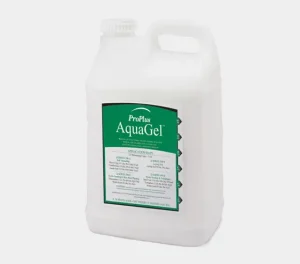 Large translucent plastic jug with a handle and screw cap labeled “ProPlus AquaGel,” featuring a green label with application rate instructions and product information.