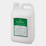 A white plastic container with a handle, labeled ProPlus JumpStart with green and white labeling, containing starter fertilizer and directions for use.