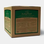 Cardboard box labeled “ProPlus JumpStart” with green product labels on the front and side panels displaying directions for use, application rates table, and product information for jugs totaling 2 × 2.5 gallons (9.45 L).