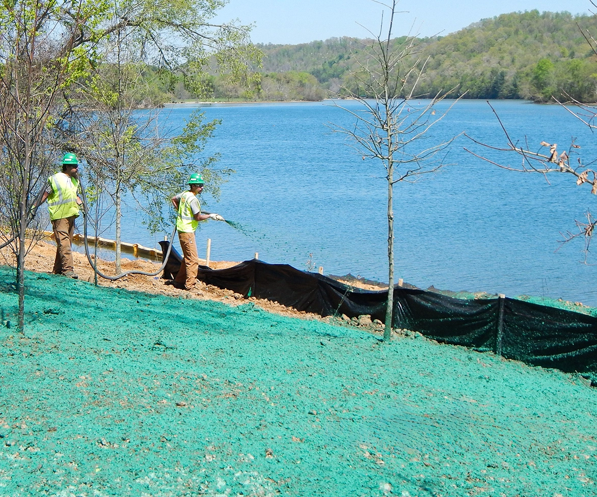 Profile products applied near water.