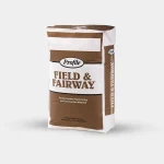 Two bags of Profile porous ceramic topdressing material labeled “Field & Fairway” (brown bag) and “Emerald Field & Fairway” (green bag) displayed side by side on a white background.