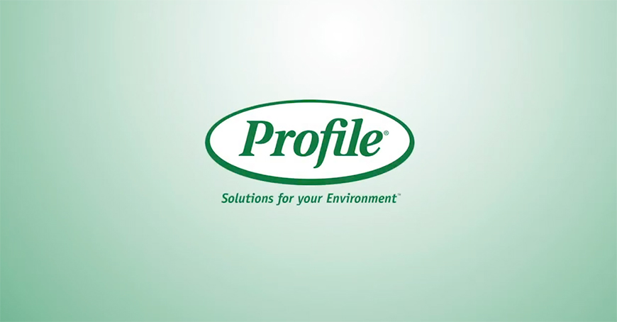 Green Profile logo inside an oval with the tagline Solutions for your Environment® below, on a light green gradient background.