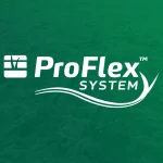 White ProFlex System logo with leaf and wave design on a green textured background.