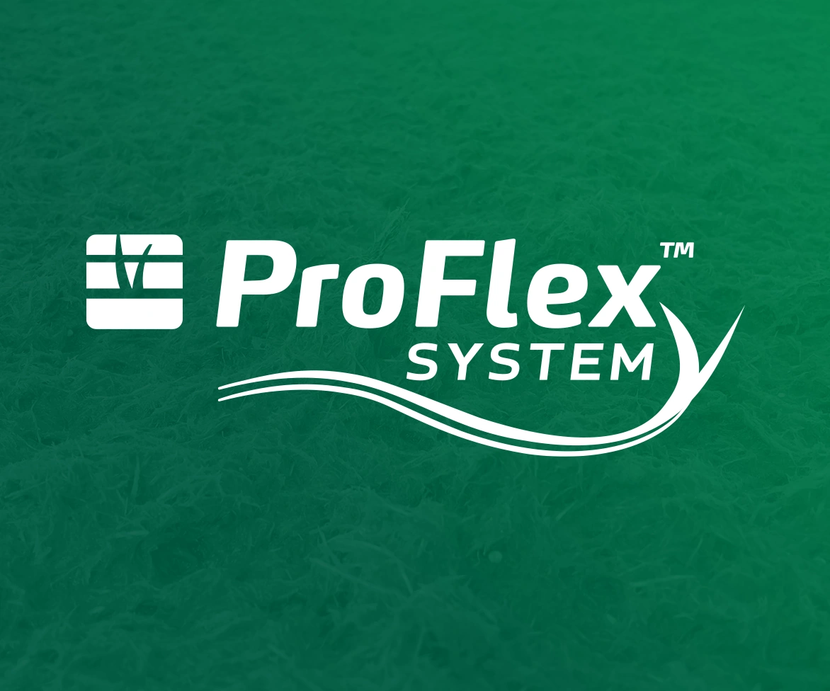 White ProFlex System logo with leaf and wave design on a green textured background.
