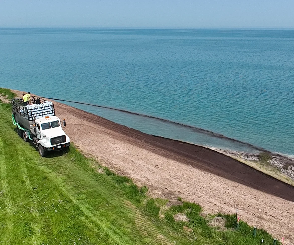 Proflex application on slope near lake