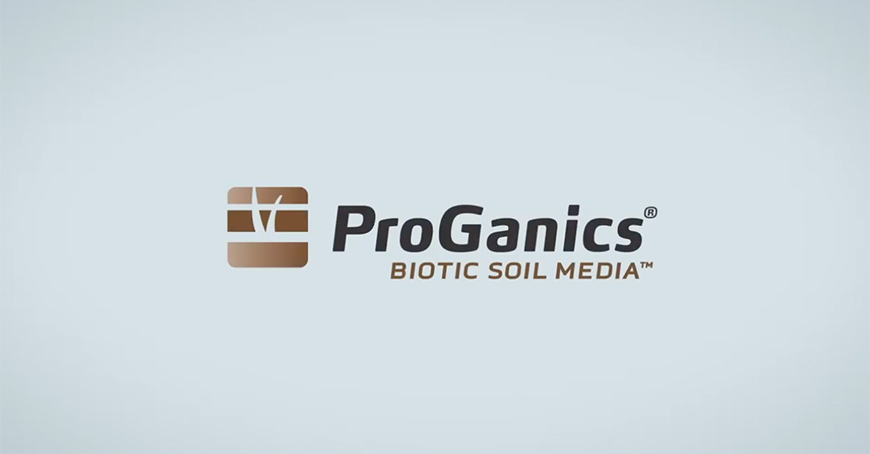 ProGanics logo with a brown geometric icon and the words ProGanics® BIOTIC SOIL MEDIA™ in black and brown text on a light gray background.