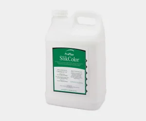 Plastic jug labeled “ProPlus SlikColor” with application rates and directions for use printed on the front.