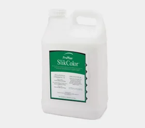 Plastic jug labeled “ProPlus SlikColor” with application rates and directions for use printed on the front.
