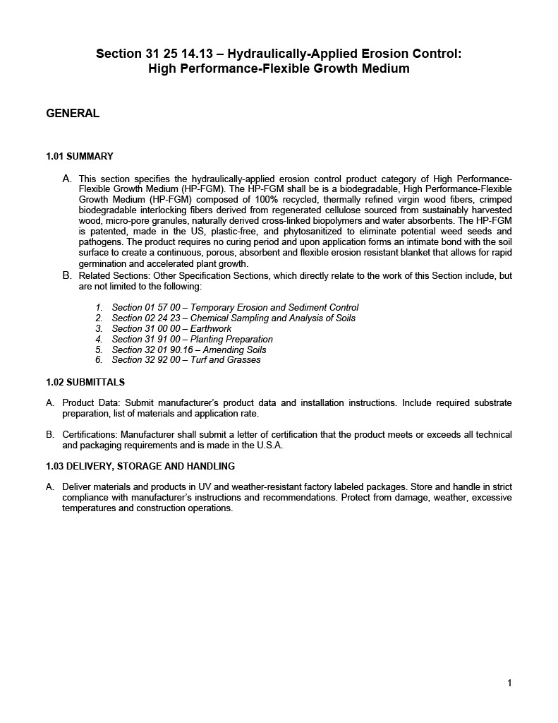 The first page of the HP-FGM Specification PDF.