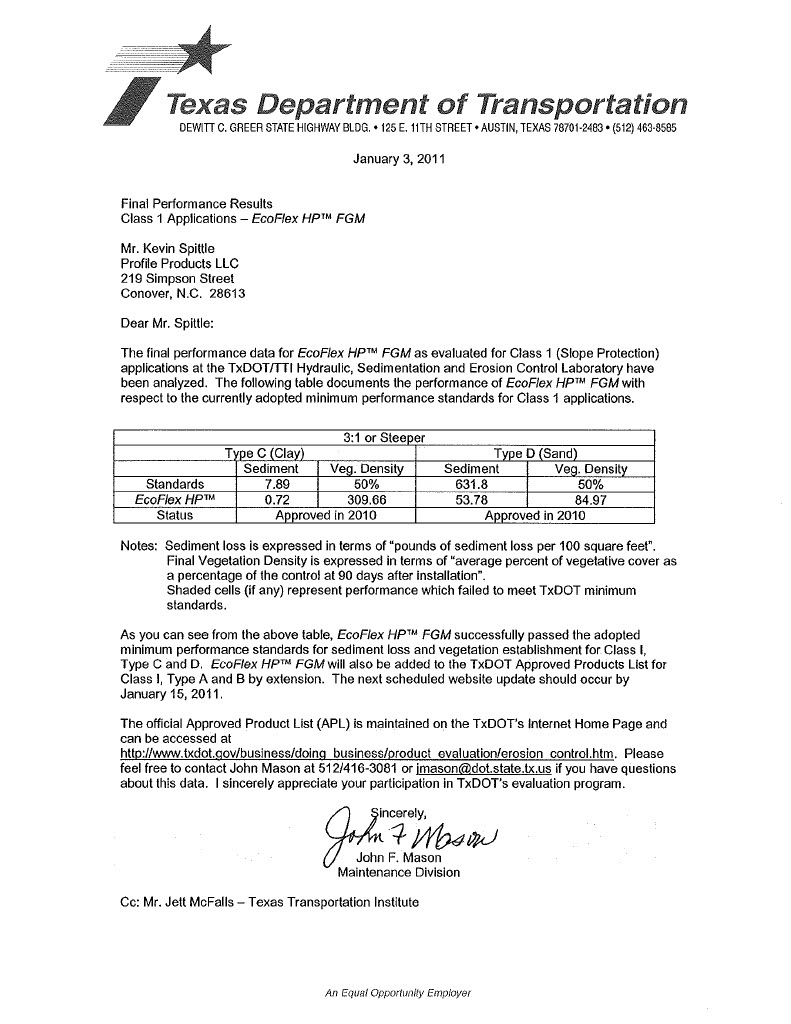 TXDOT Approval Letter.