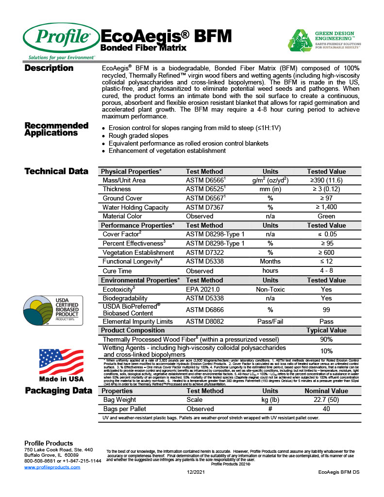 The first page of the EcoAegis BFM Datasheet PDF.