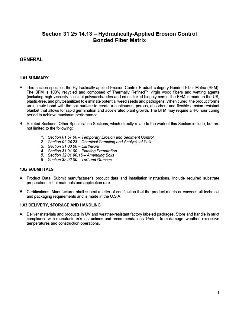 The first page of the BFM Specification PDF.