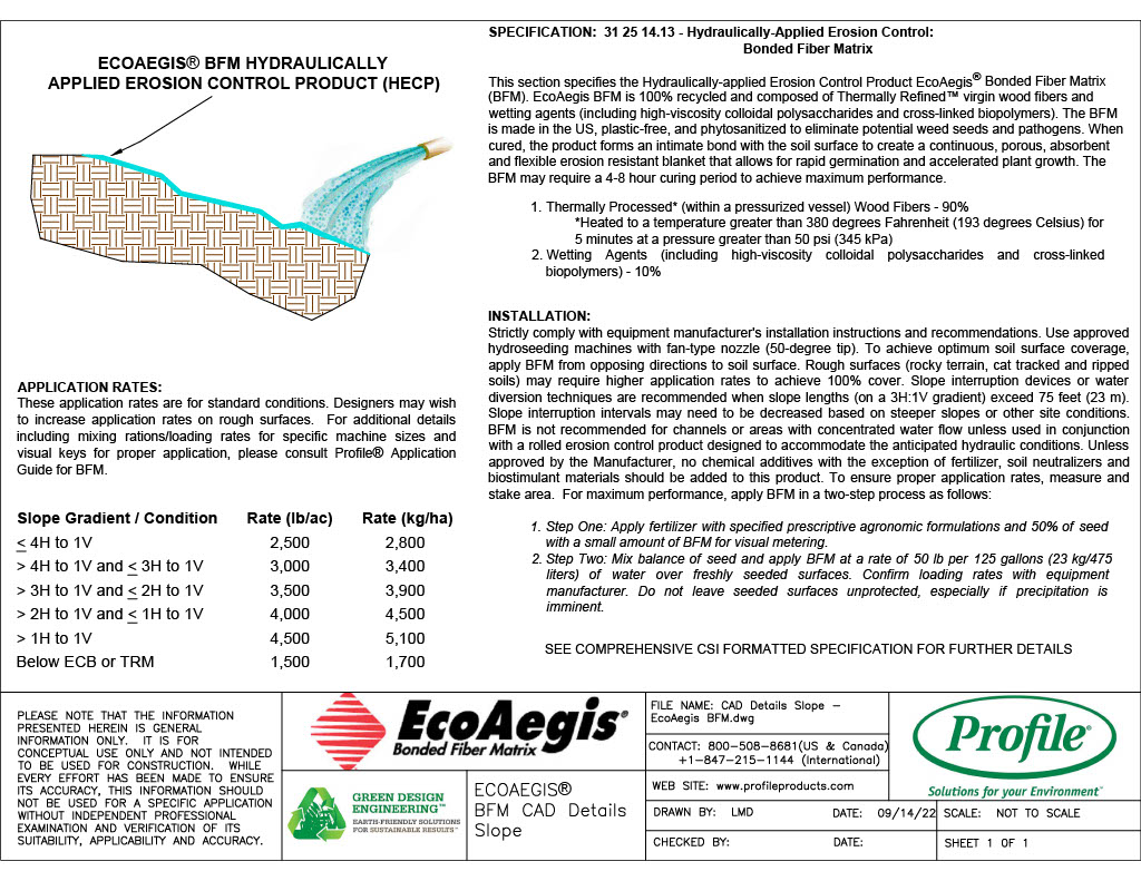The first page of the CAD Details Slope - EcoAegis BFM PDF.