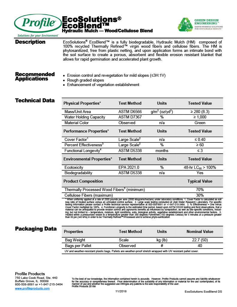 The first page of the EcoBlend Datasheet PDF.