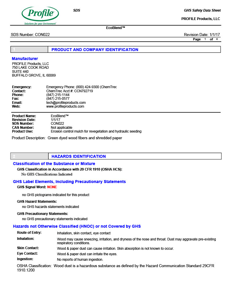 The first page of the EcoBlend SDS PDF.