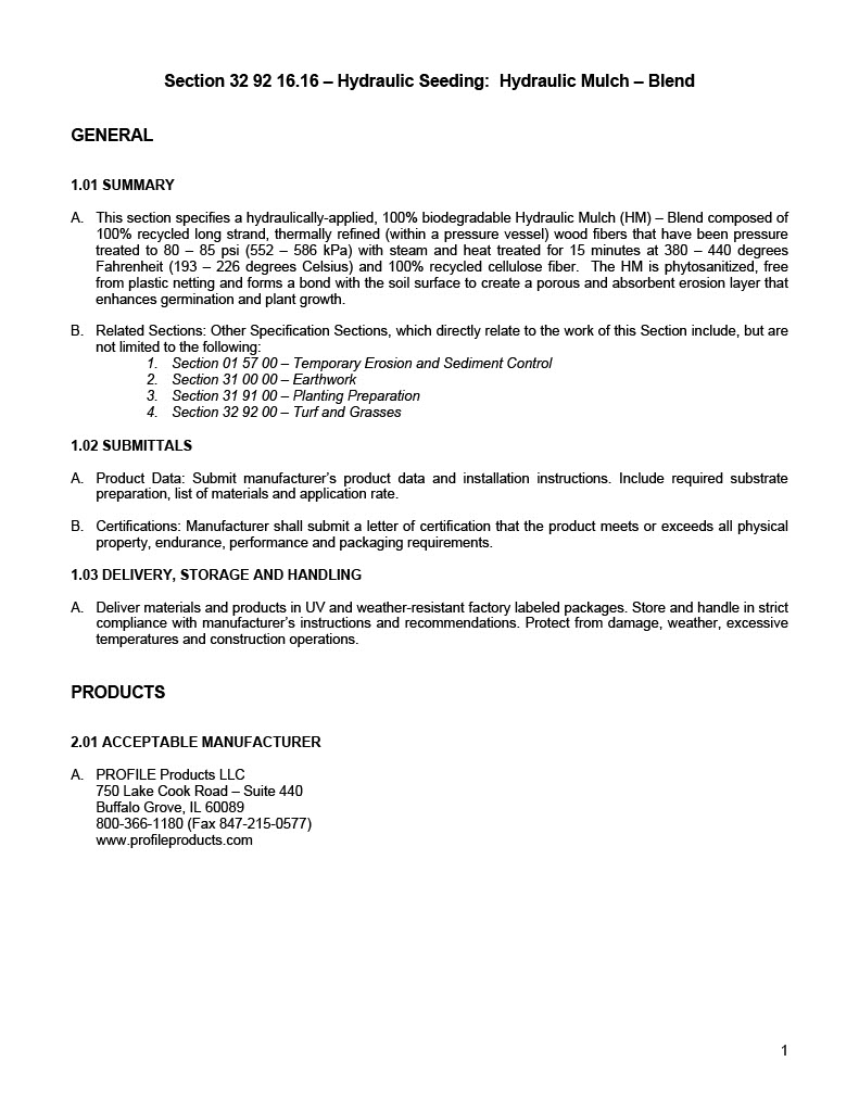 The first page of the EcoBlend Specification PDF.