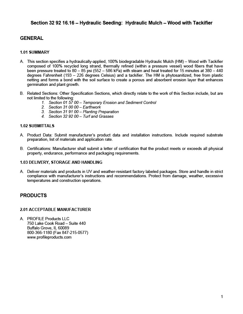 The first page of the EcoFibre Plus Tack Specification PDF.
