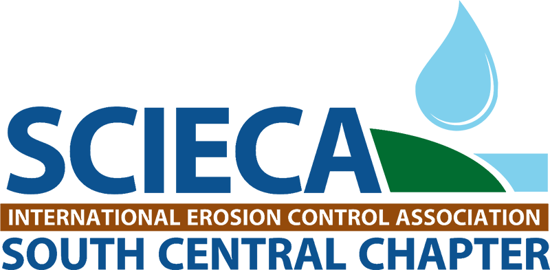 SCIECA logo with a blue water droplet and text: South Central Chapter, International Erosion Control Association.