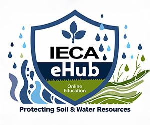 Logo for IECA eHub Online Education with the text Protecting Soil & Water Resources.